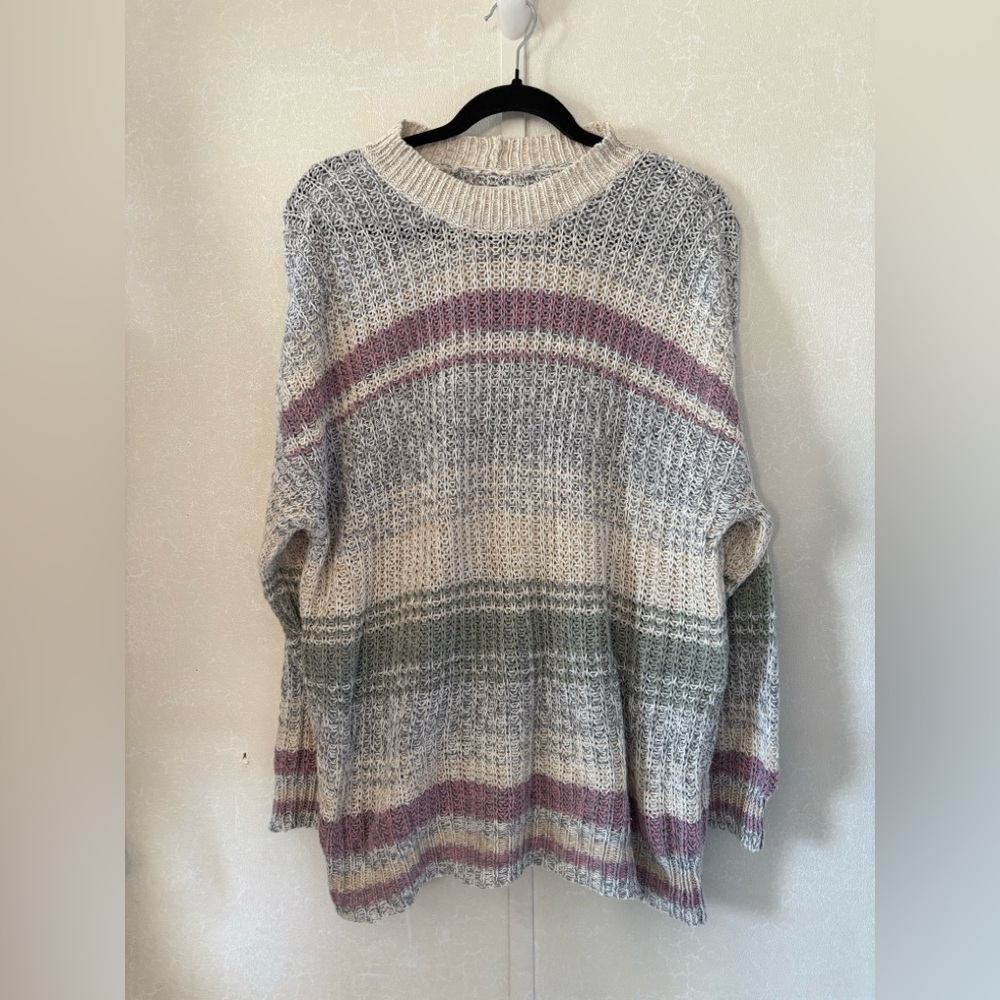 American Eagle Outfitters | Gray and Purple Striped Sweater | Size S/P